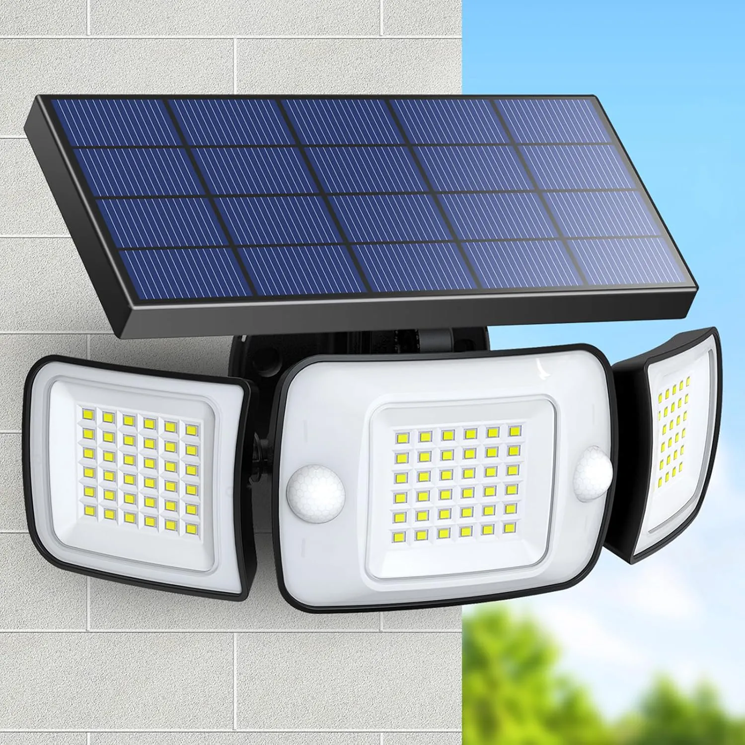 Bild von INTELAMP Solarlampe mit Bewegungsmelder und 108 LEDs für den Außenbereich, 6000 mAh, IP65 wasserdicht