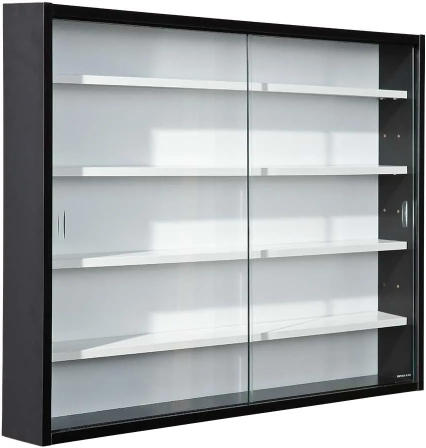 Bild von Inter Link Collecty Wandvitrine in Schwarz und Weiß mit Glasfront und den Maßen 80x60x9.5 cm
