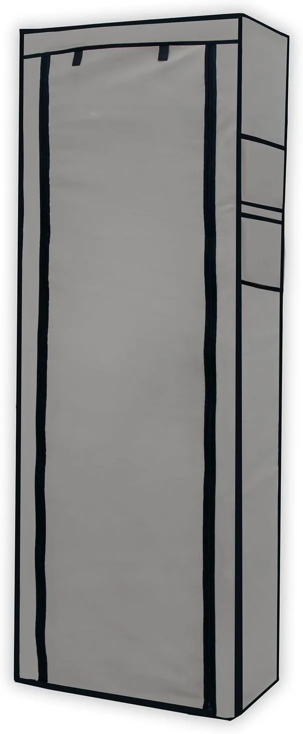 Bild von INTIRILIFE Faltschrank in Asch Grau mit 9 Ablagefächern und Reißverschluss, ideal für Camping und als Textil Garderobe
