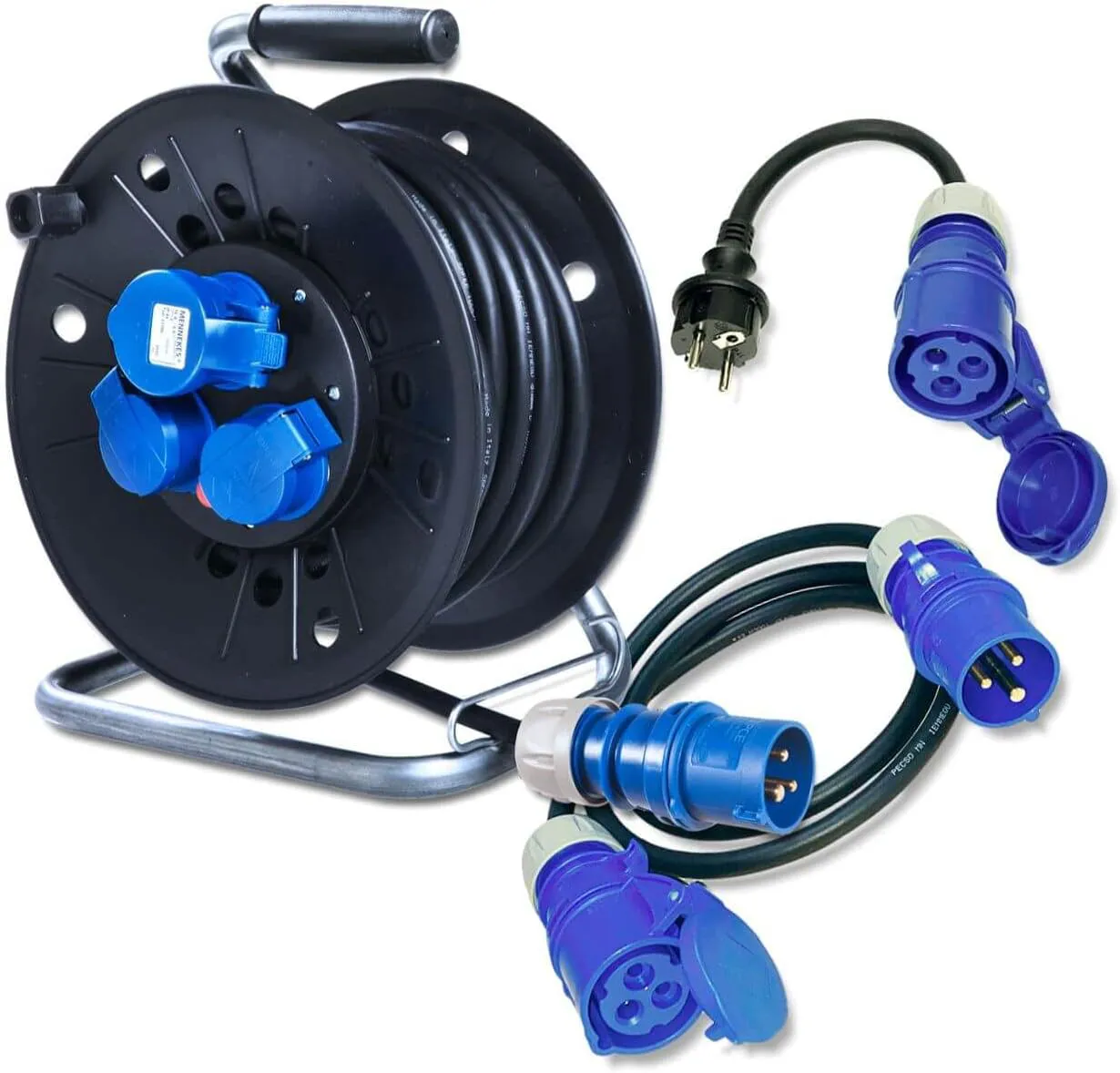 Bild von IntuiFlex Camping Kabeltrommel Set mit 25 m CEE Kabel und 1,5 m Anschlusskabel für Wohnwagen und Wohnmobil, IP44 geeignet