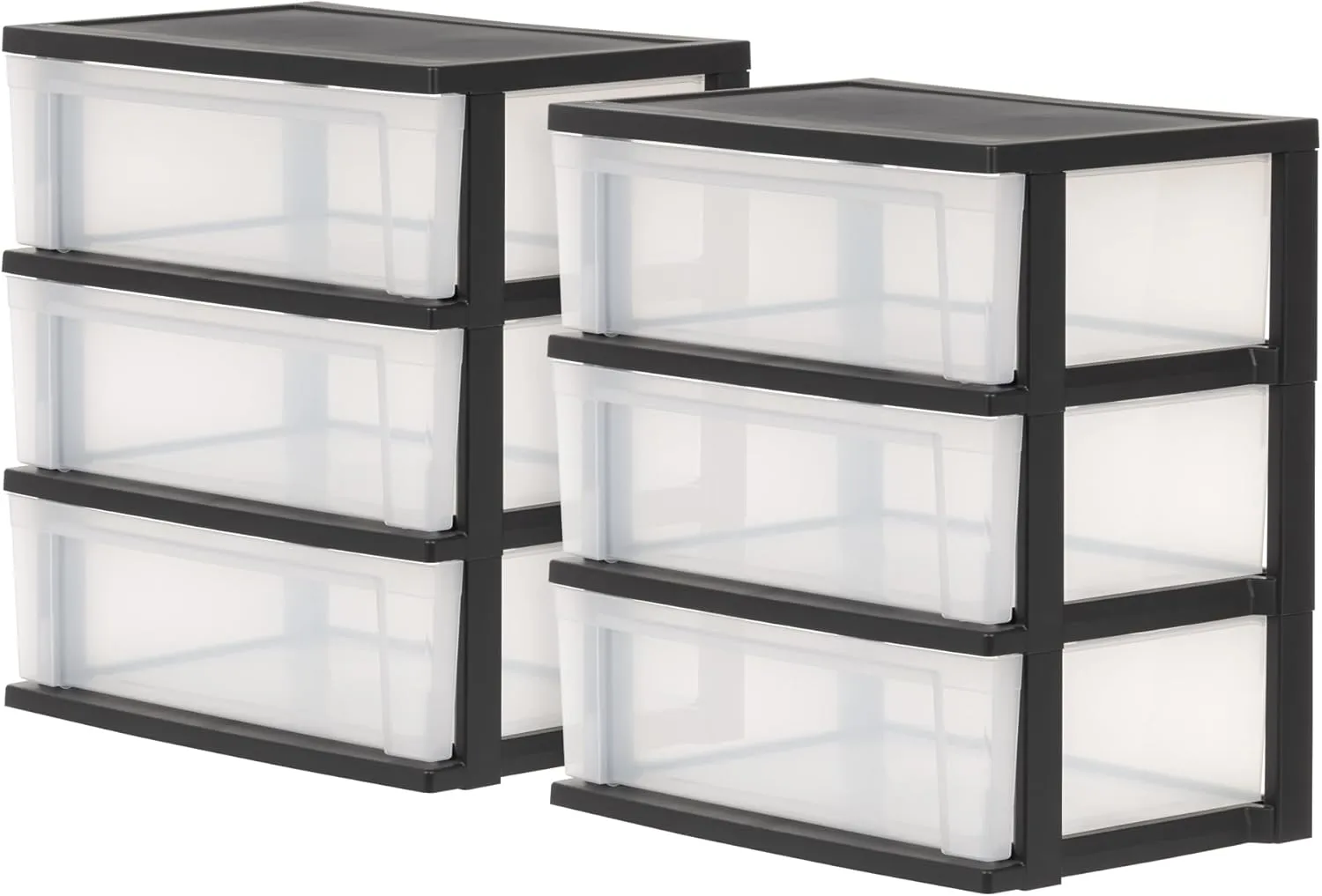 Bild von Iris Ohyama NSW-603 Aufbewahrungsschränke aus Kunststoff im Set mit 2 Schränken und 3 Schubladen à 34 Litern in Schwarz, robust und BPA-frei, ideal für Schreibtisch, Garage oder Schlafzimmer