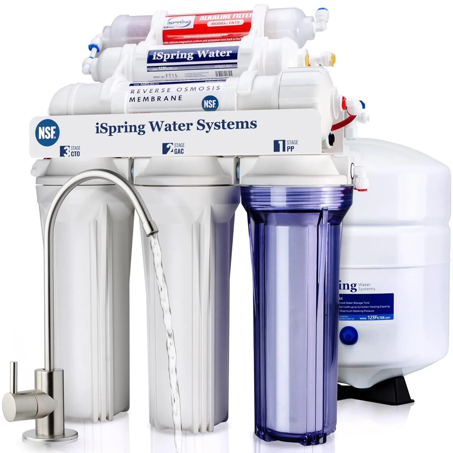 Bild von iSpring RCC7AK Umkehrosmose Trinkwasserfiltersystem mit 6 Stufen und 75 GPD, inklusive Alkalien- und Mineralienfilter, NSF-zertifiziert für die Untertischmontage