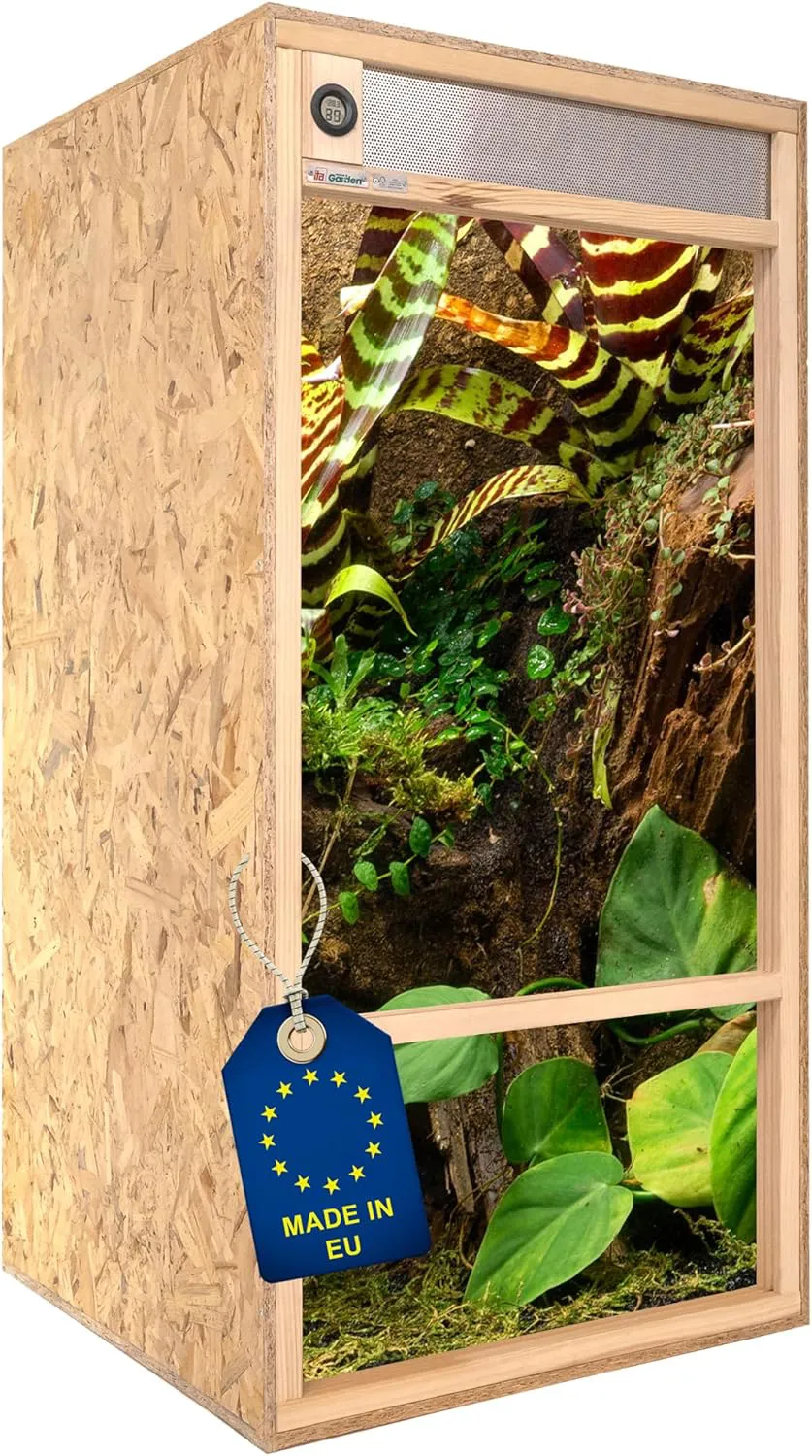 Bild von ITA Hochterrarium mit den Maßen 60x120x60 cm, Frontbelüftung und integriertem Hygrometer, aus FSC-zertifizierten OSB-3 Platten für Reptilien und Amphibien