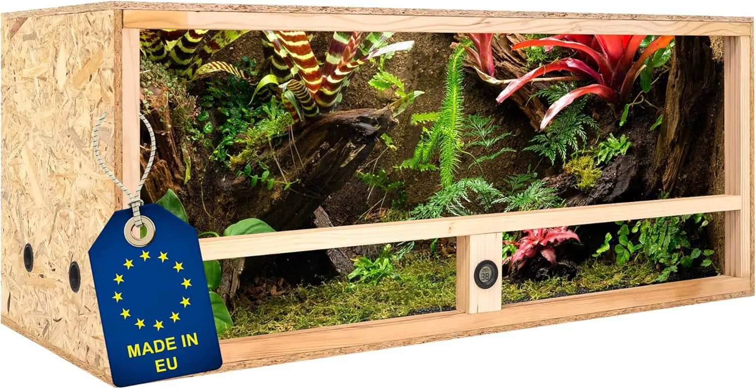Bild von ITA Holzterrarium 120x50x50 cm mit Seitenbelüftung und Hygrometer für Reptilien und Amphibien, FSC-zertifiziert