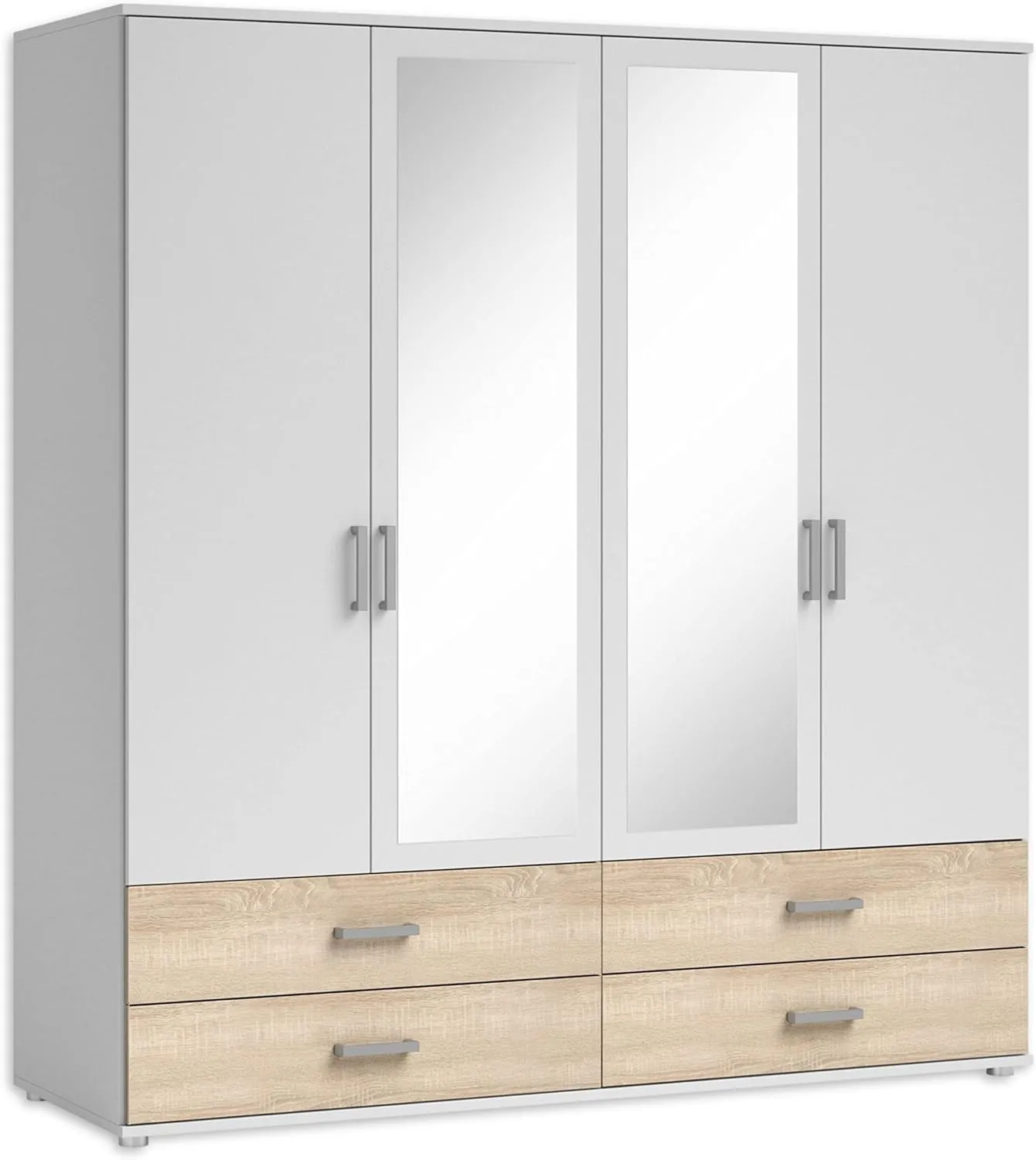 Bild von IVAR 4-türiger Kleiderschrank in Weiß mit Spiegeln und Schubladen, Maße 180 x 190 x 51 cm