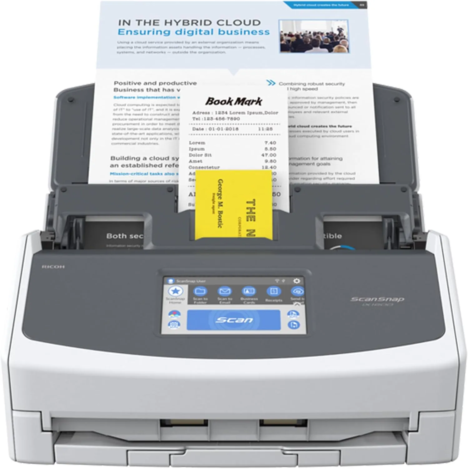 Bild von iX1600 ScanSnap Scanner in Weiß mit Duplexfunktion und ADF für verschiedene Formate bis A4, 40 Seiten pro Minute, Wi-Fi und USB 3.2