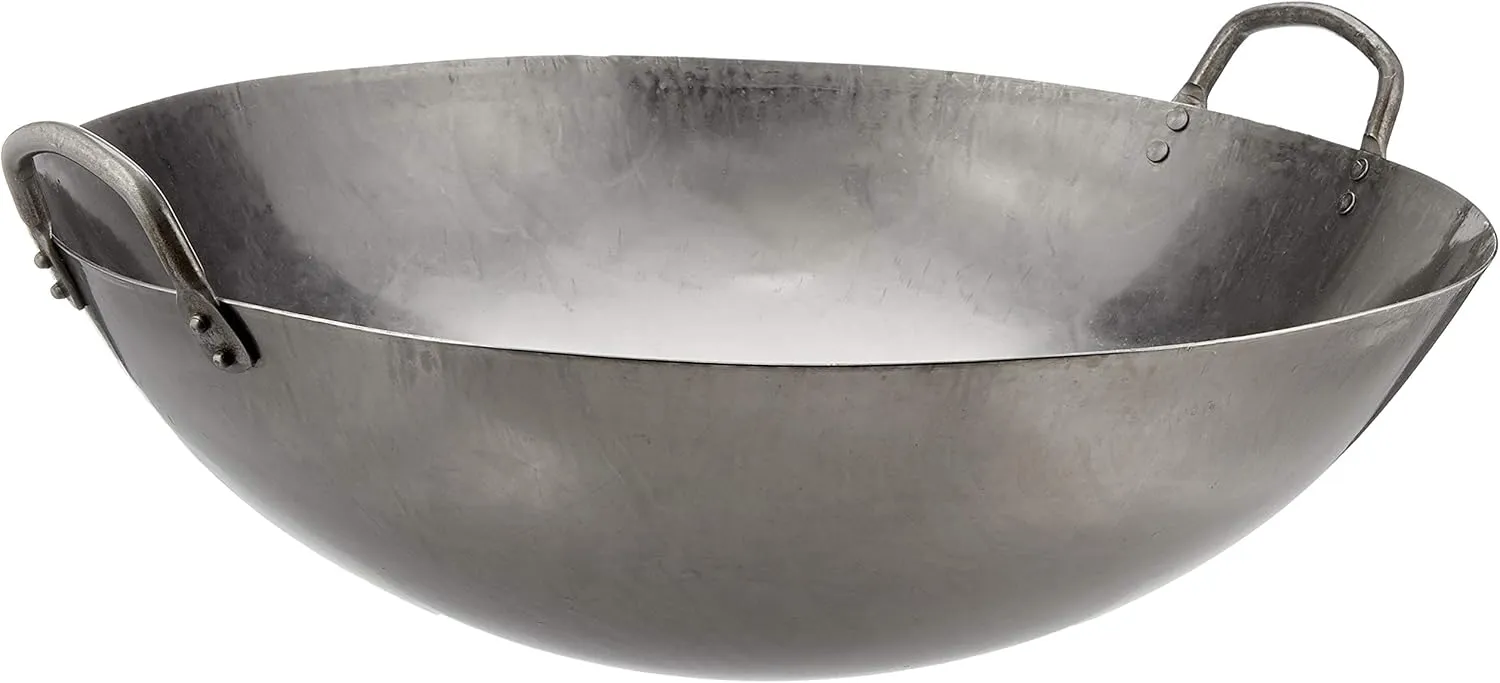 Bild von JADE TEMPLE Wok aus Carbonstahl mit 45 cm Durchmesser und Doppelgriff in Grau