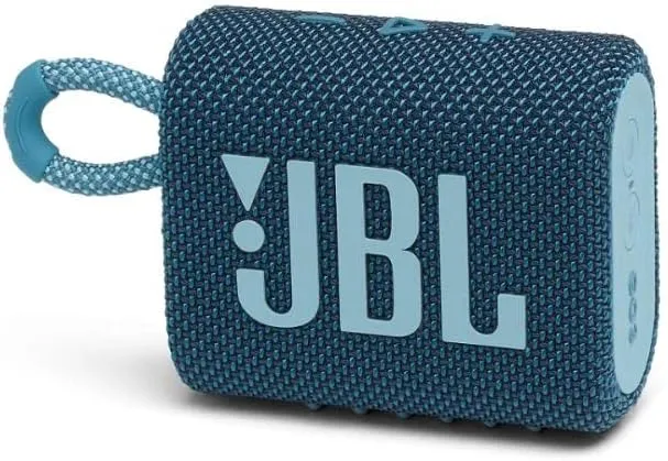 Bild von JBL Go 3 tragbarer Lautsprecher in Blau mit Bluetooth, integrierter Batterie und wasser- sowie staubdicht