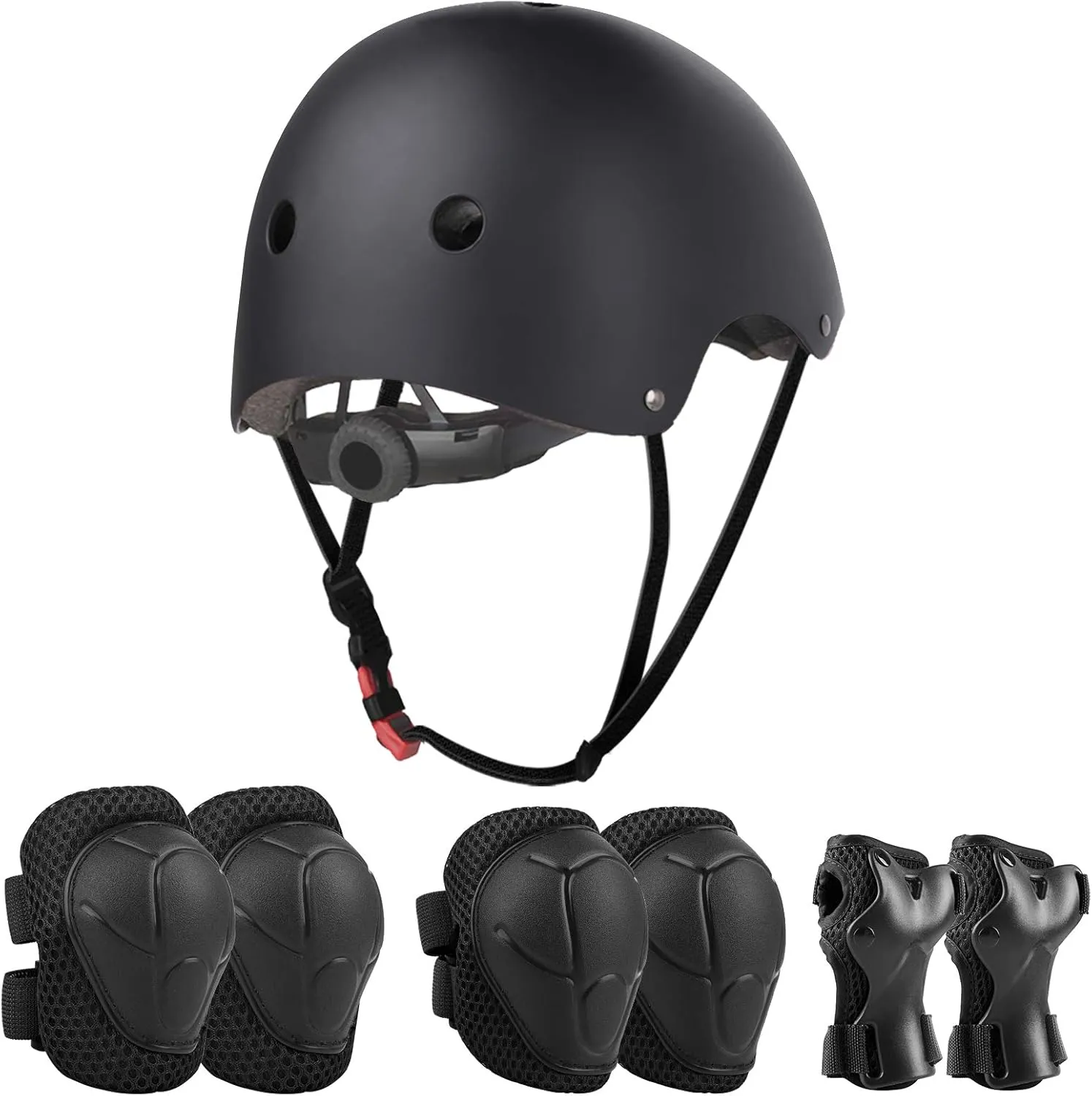 Bild von Jim's Store 7 in 1 Schutzausrüstung Set für Kinder mit Helm und Knieschonern für Skateboard, Inliner und Roller