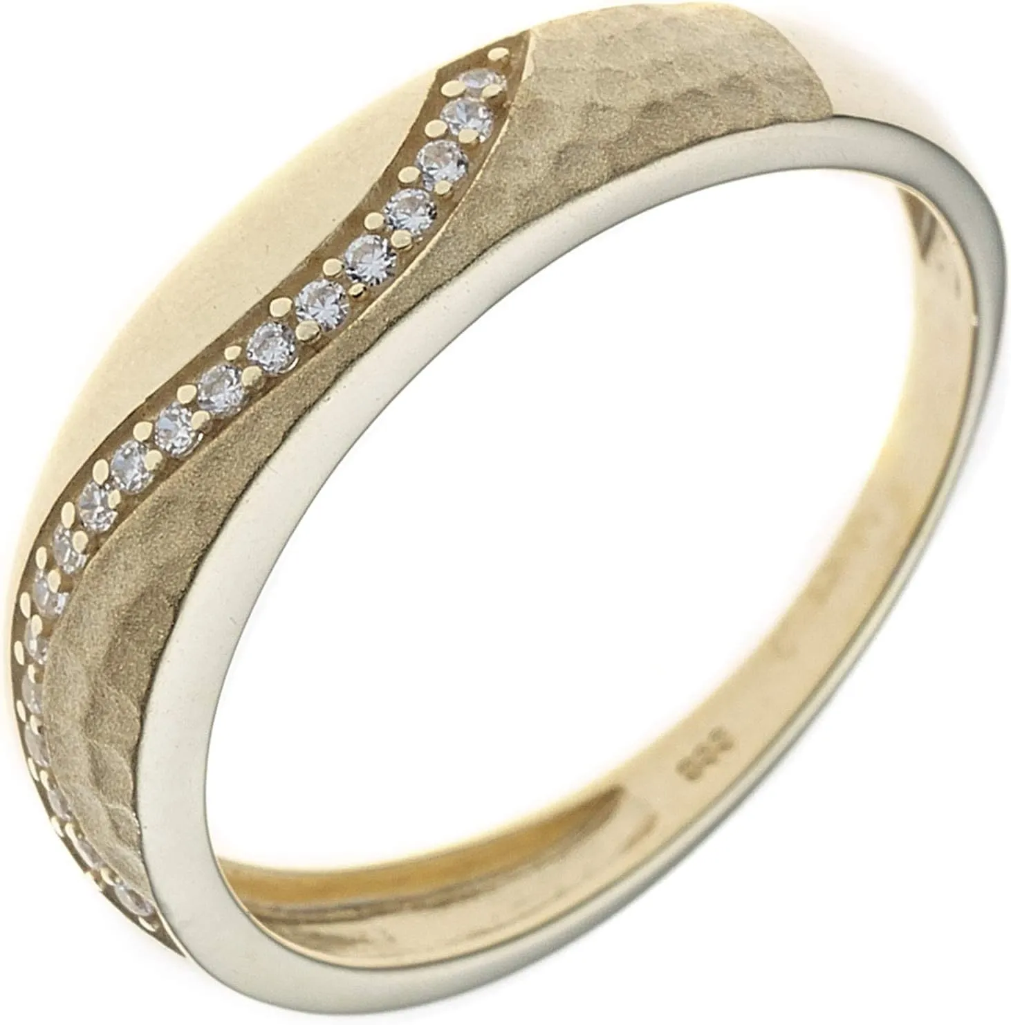 Bild von Jobo Damenring aus 333er Gelbgold mit mattierter Oberfläche und Zirkonia