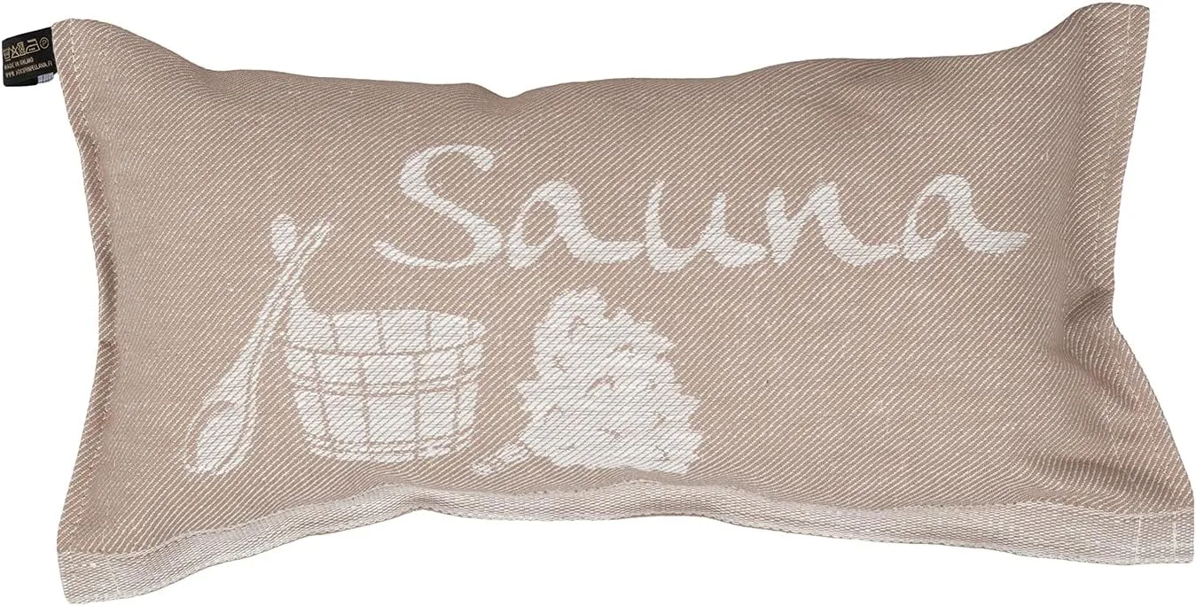 Bild von Jokipiin Saunakissen in Beige und Weiß, 40 x 22 cm, schadstoffgeprüft und aus Leinen/Baumwolle, Made in Finnland