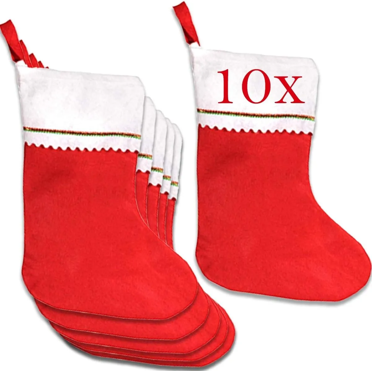 Bild von Jonami Weihnachtsstrumpf Set mit 10 Nikolausstiefeln zum Aufhängen und Befüllen
