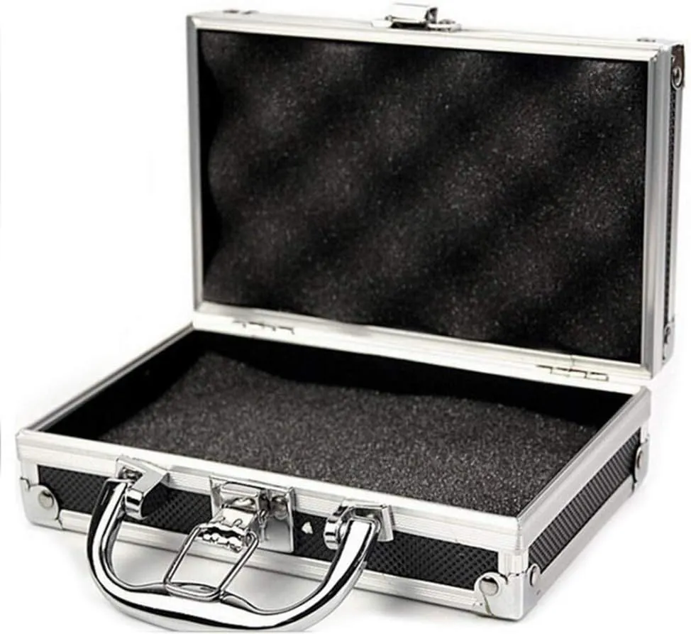 Bild von JoyFan Mini Aluminium Flugkoffer für Messgeräte mit Schaumstoffpolsterung und abschließbarem Design in Schwarz