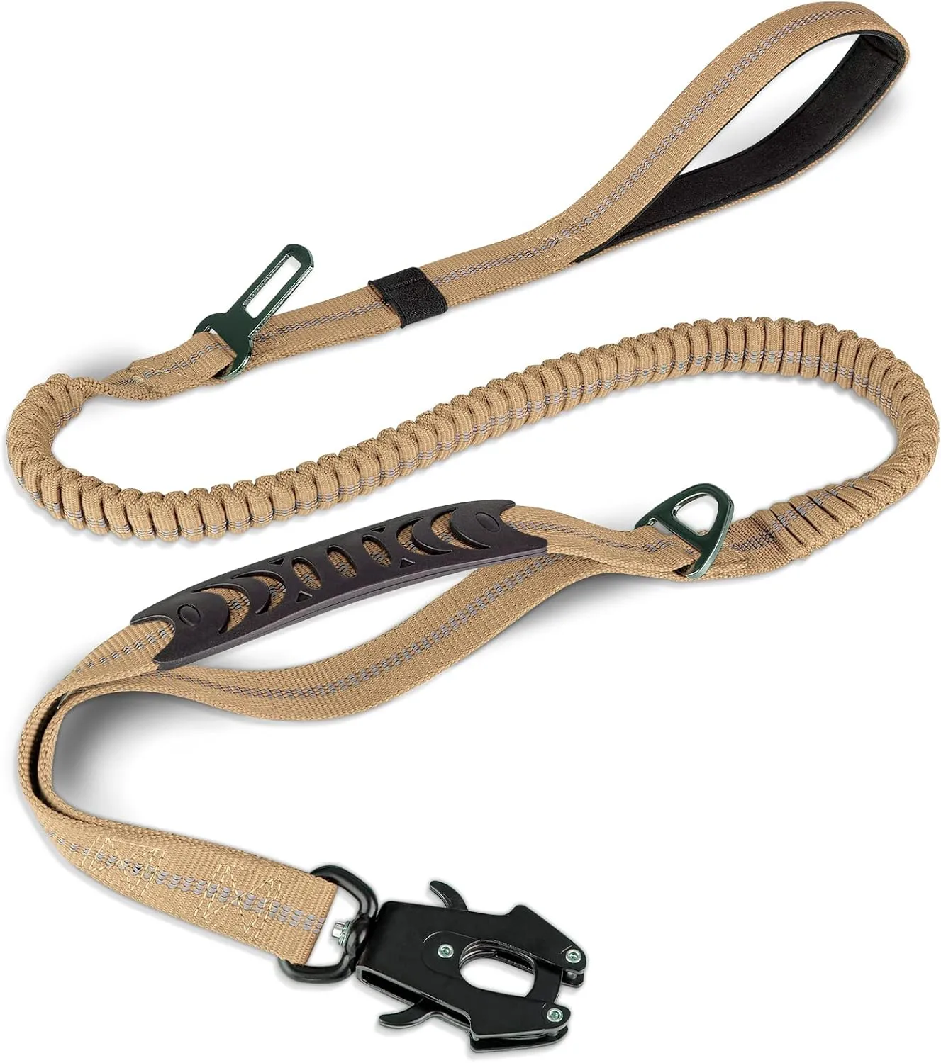Bild von Joytale Bungee Hundeleine in Coyote Braun mit einer Länge von 1,2 bis 1,8 Metern und zwei gepolsterten Griffen