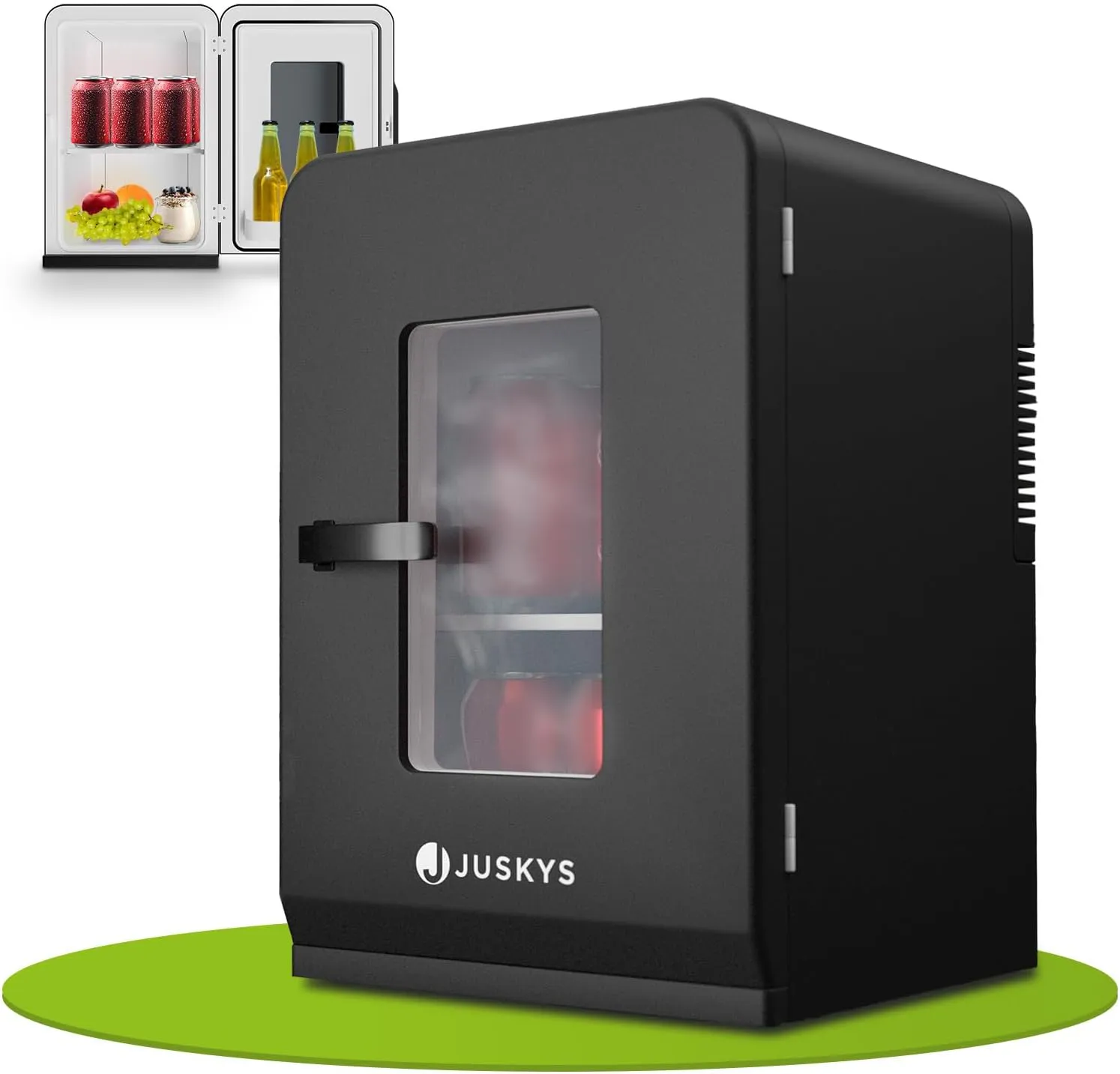 Bild von Juskys 2in1 Mini Kühlschrank mit 15 Litern in Schwarz, Kühl- und Heizfunktion, geeignet für Büro und Camping, 12V und 230V