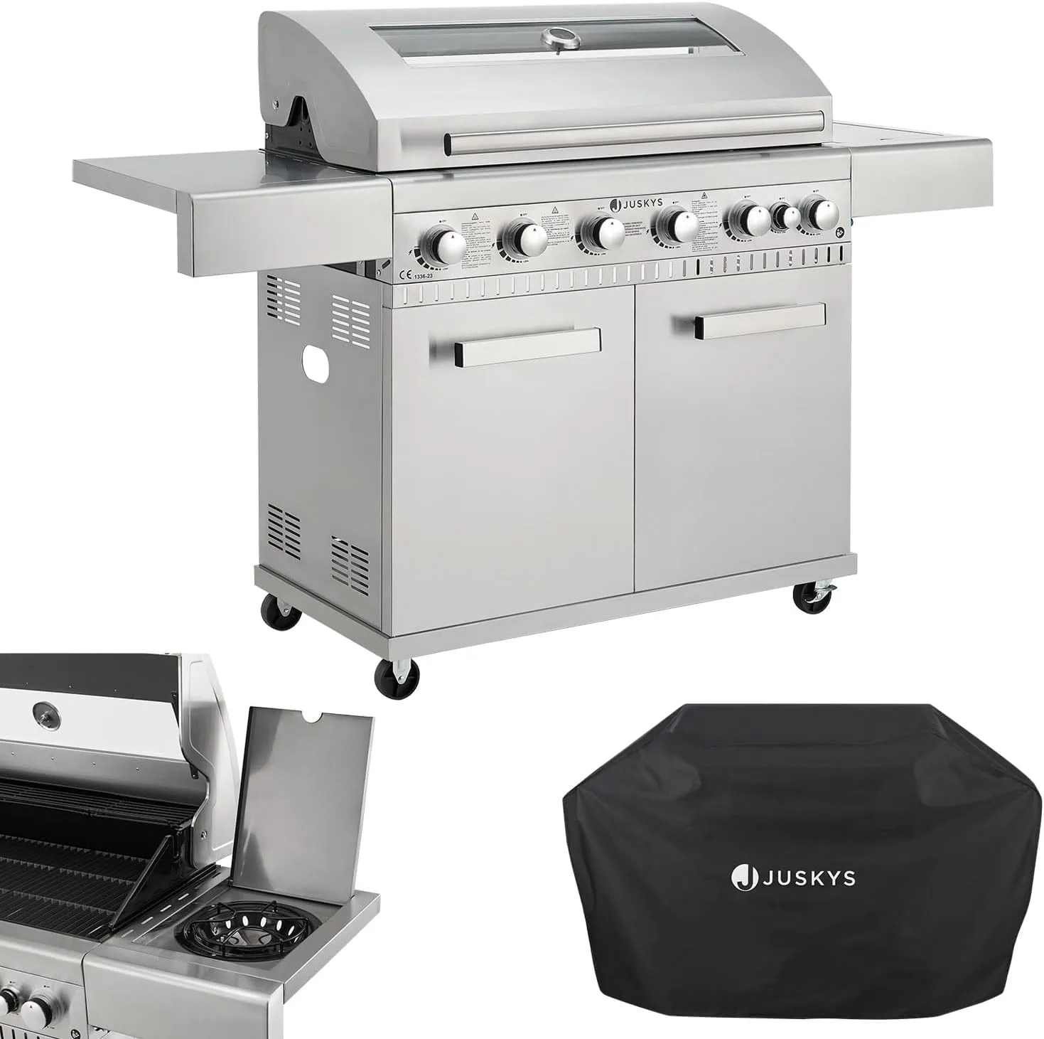 Bild von Juskys BBQ Gasgrill Minnesota mit 6 Brennern, einem Seitenbrenner und Gusseisen Grillrost