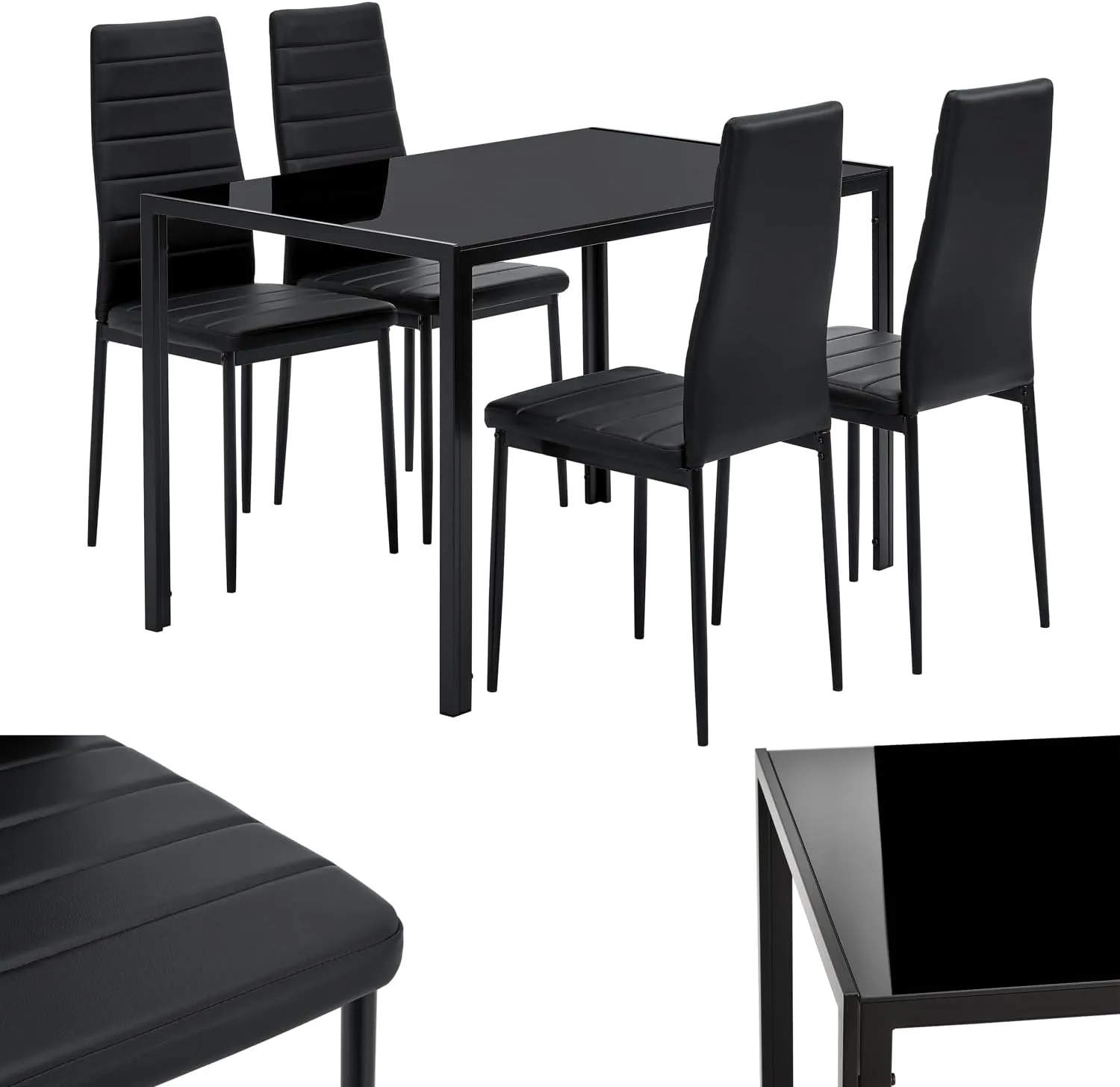 Bild von Juskys Dalya Essgruppe mit Tisch und 4 Stühlen in Schwarz