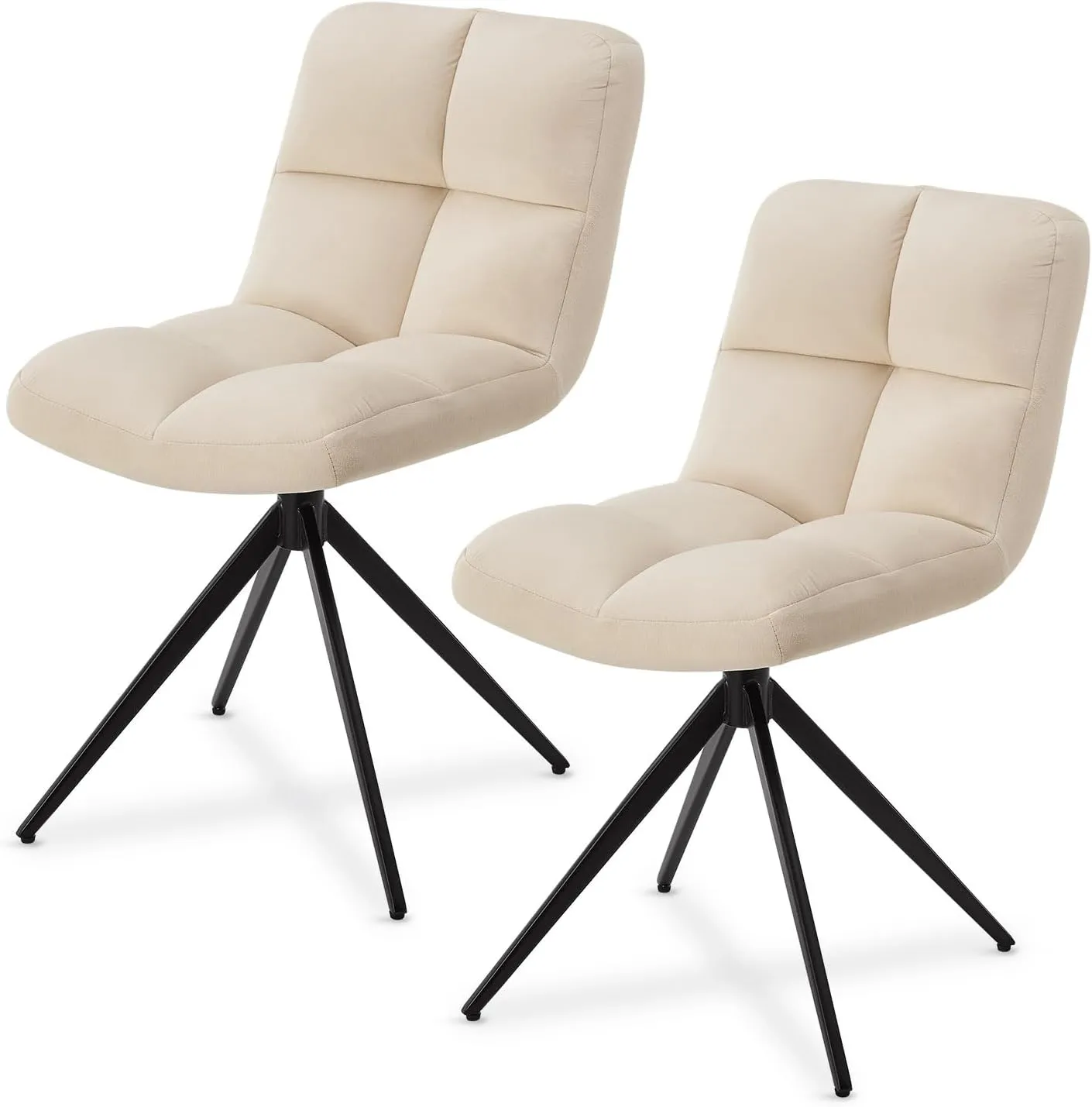 Bild von Juskys Drehstuhl Dallas 2er Set in Beige, drehbar und bis 120 kg belastbar