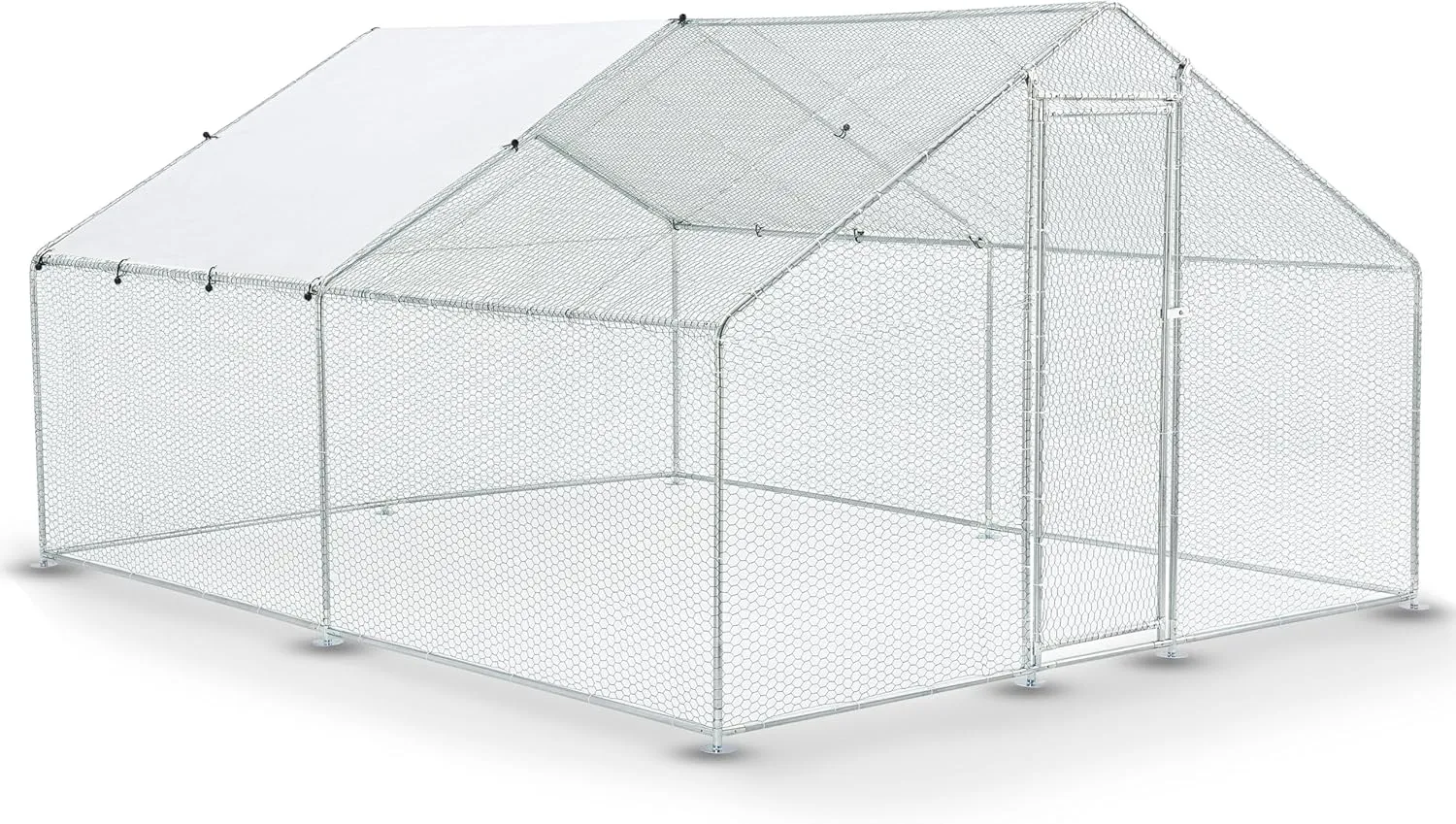 Bild von Juskys Freilaufgehege 3x4x2 Meter aus Metall mit 12 Quadratmetern Lauffläche und Tür für Hühner und Kleintiere