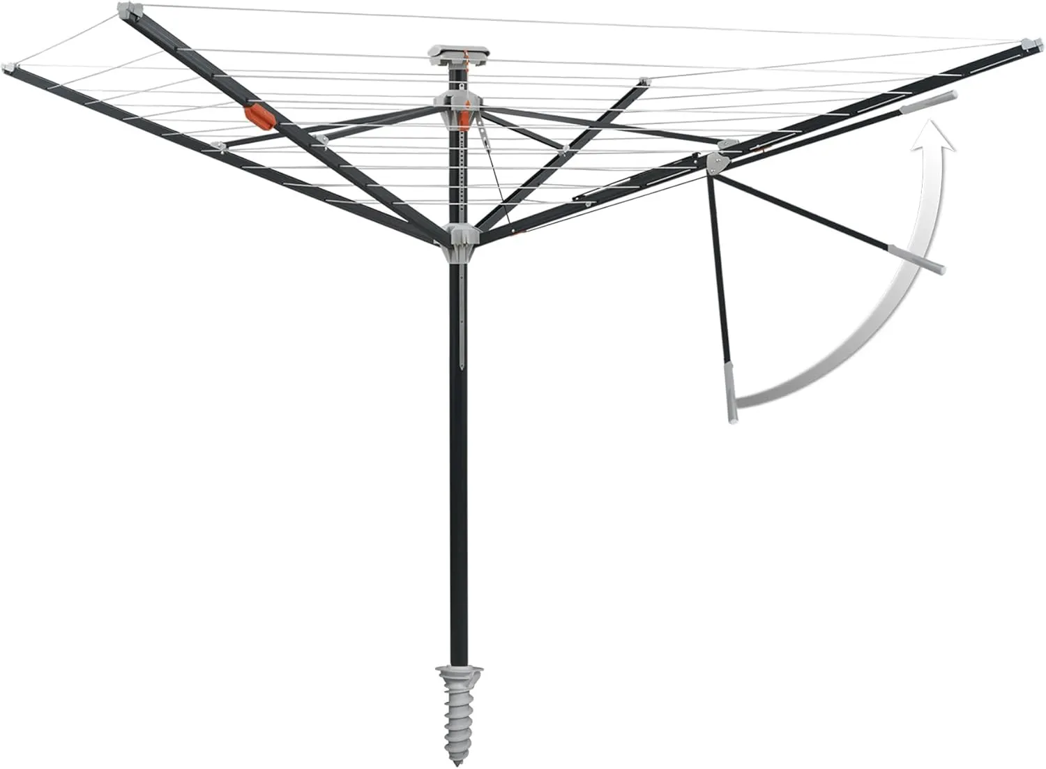 Bild von JUWEL Futura Elegant XXL Wäschespinne für 5-6 Waschmaschinenladungen mit Schutzhülle und Bodenhülse, Maße 218 x 16 x 16 cm