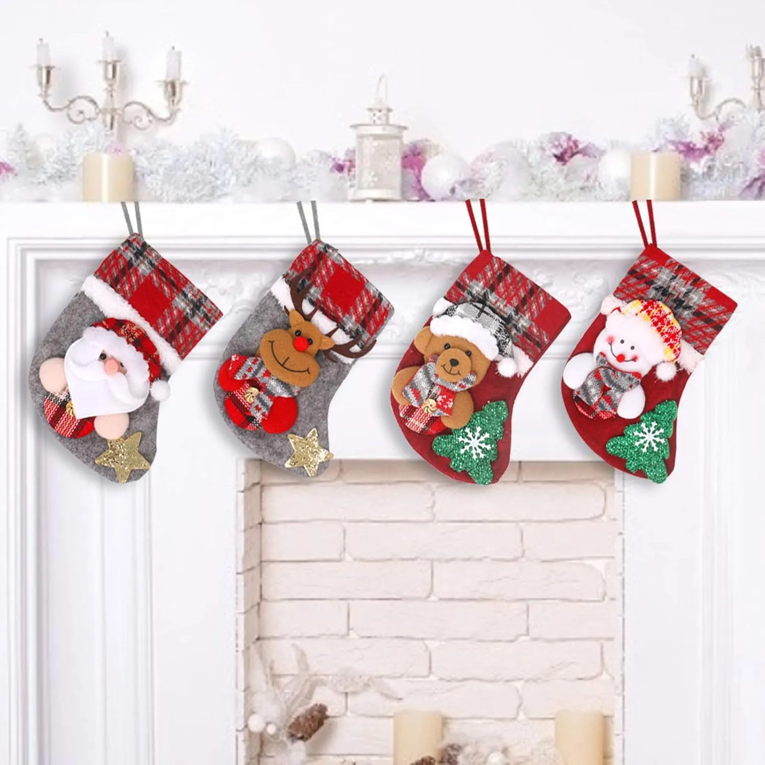 Bild von JUYOO Weihnachtsstrumpf Set mit 4 personalisierten Nikolausstiefeln für die Weihnachtsdekoration