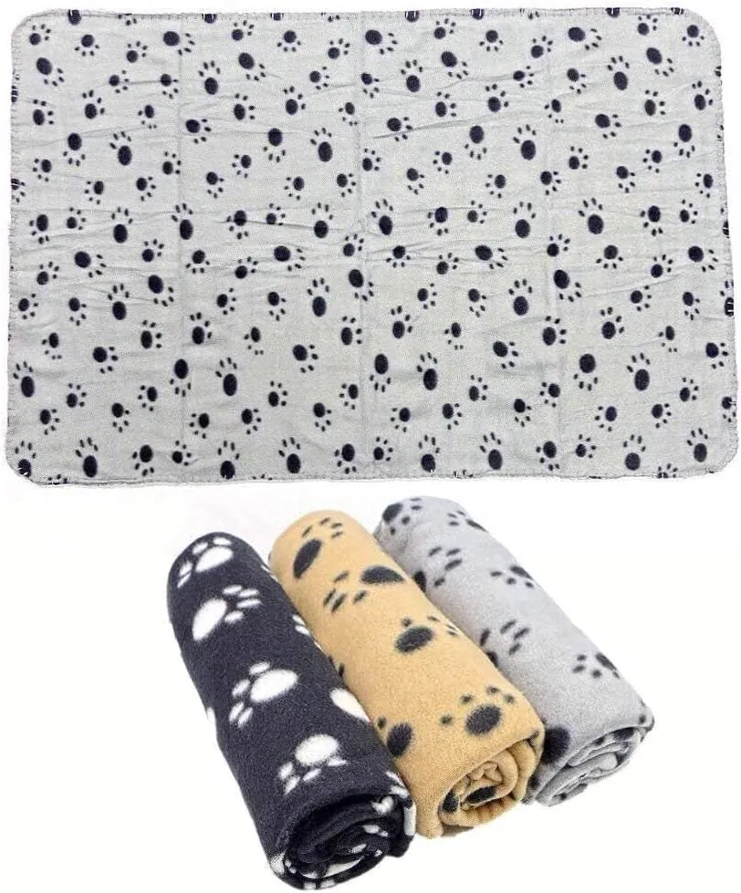 Bild von JZK 3er Set Fleecedecken für Haustiere in Beige, Grau und Schwarz, 100 cm x 70 cm
