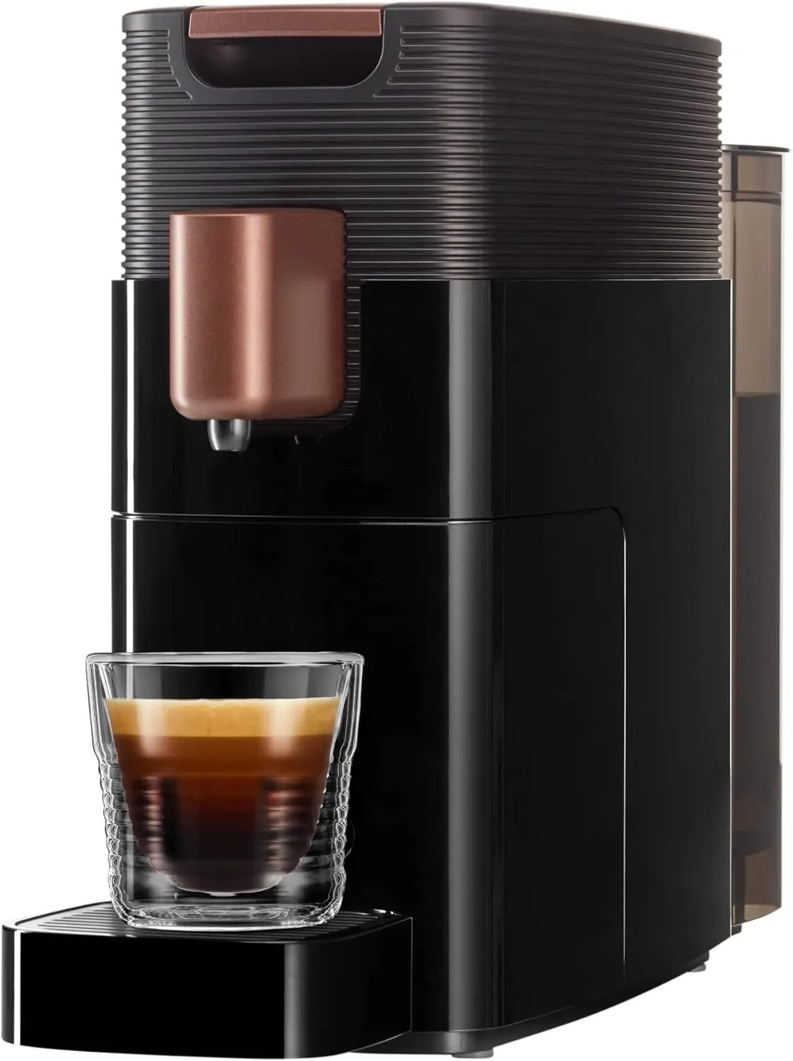 Bild von K-fee ONE Kapselmaschine in Schwarz Kupfer mit 19 Bar Druck und 0,8 Litern Wassertank, Testsieger 2023 von Stiftung Warentest