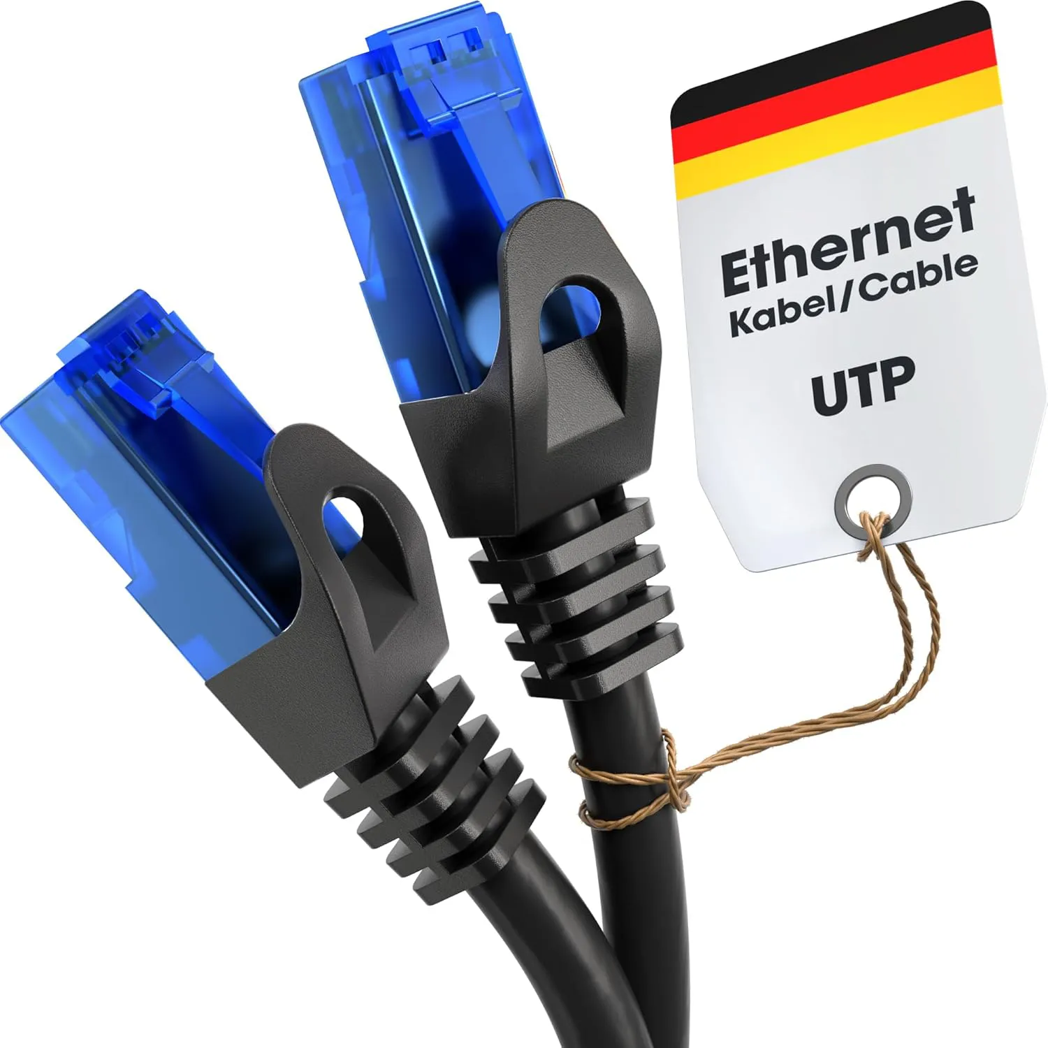 Bild von KabelDirekt 20 m LAN Kabel für Gigabit Netzwerke mit RJ45 Anschluss in Schwarz und Blau