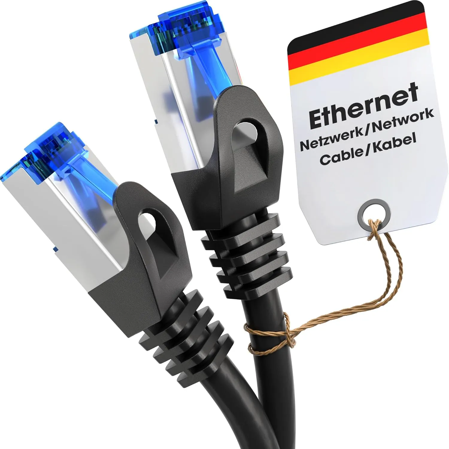 Bild von KabelDirekt Netzwerkkabel mit 10 Metern Länge für Gigabit-Ethernet und maximale Glasfaser-Geschwindigkeit, RJ45 Anschluss in Silber