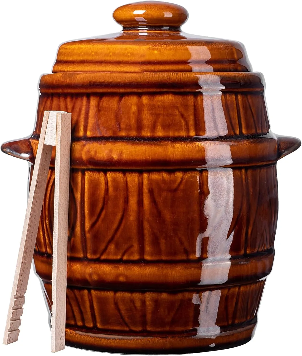 Bild von KADAX 5L Steinzeugtopf aus handgefertigter Keramik mit Deckel, spülmaschinenfest und ideal für Einlegen von Gurken und Sauerkraut