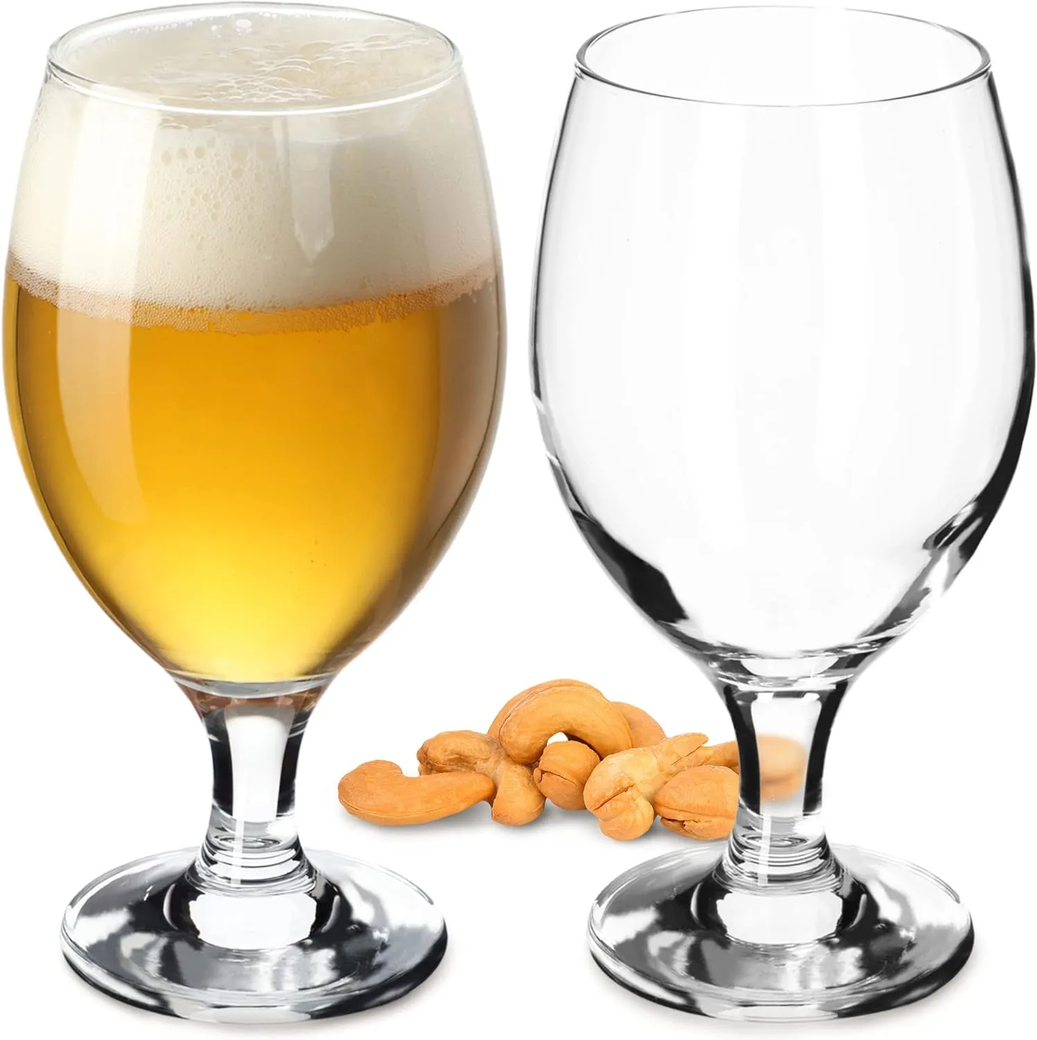 Bild von KADAX Biergläser Set mit 2 transparenten Gläsern, 400 ml für dunkles und helles Bier