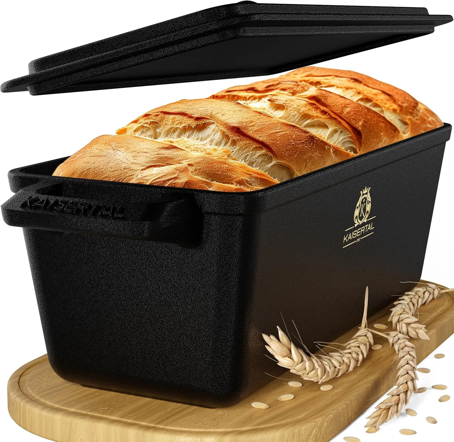 Bild von KAISERTAL 4 in 1 Brotbackform aus Gusseisen mit 3 Litern und Deckel für alle Herdarten