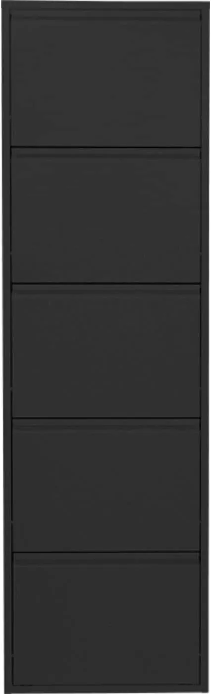 Bild von Kare Design Caruso Schuhschrank in Schwarz mit 5 Klappen für 10 Paar Schuhe, platzsparend und hoch, Maße 173x50x15 cm