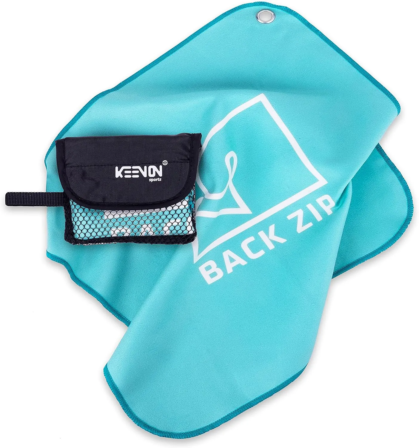 Bild von KEENON Microfaser-Handtuch mit Netztasche, schnell trocknend und saugstark, ideal für Wandern, Mountainbiken und Reisen