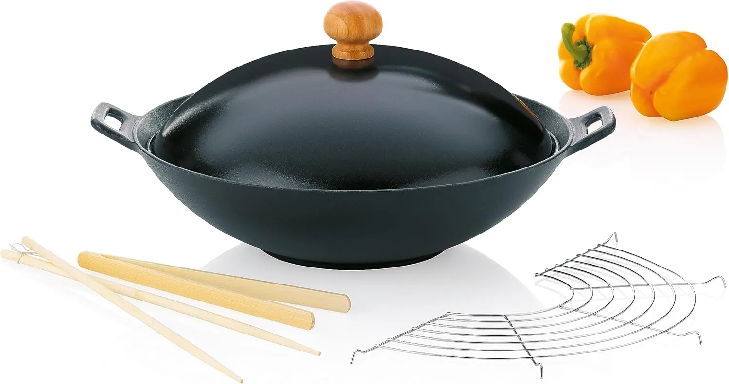 Bild von Kela Wok-Set 77943 mit Deckel, 36 cm Durchmesser, induktionsgeeignet, in Schwarz