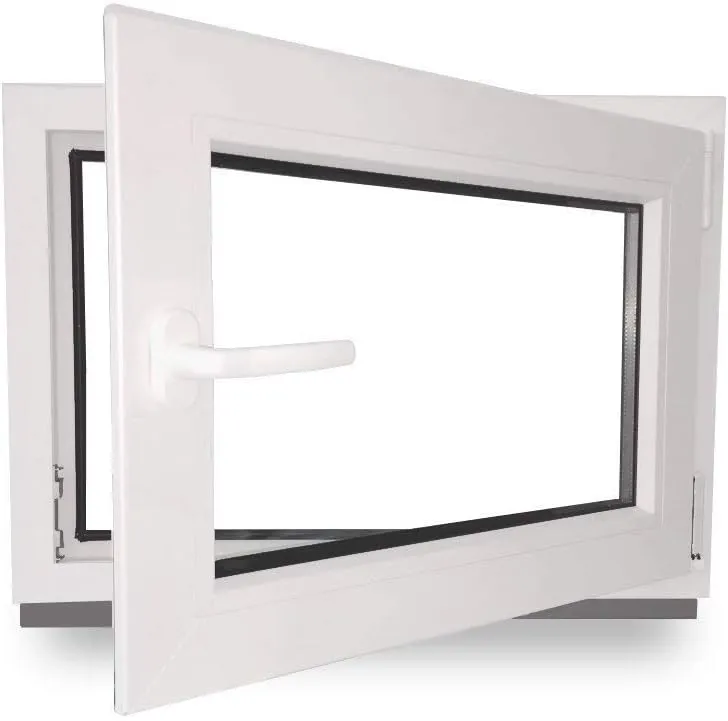 Bild von Kellerfenster aus Kunststoff in Weiß mit den Maßen 50 x 40 cm und 2-fach Verglasung, DIN Rechts, 60 mm Profil