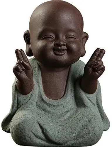Bild von Keramik Buddha Statue im Miniaturformat 7 x 10 cm als kreatives Geschenk oder Tee Zubehör