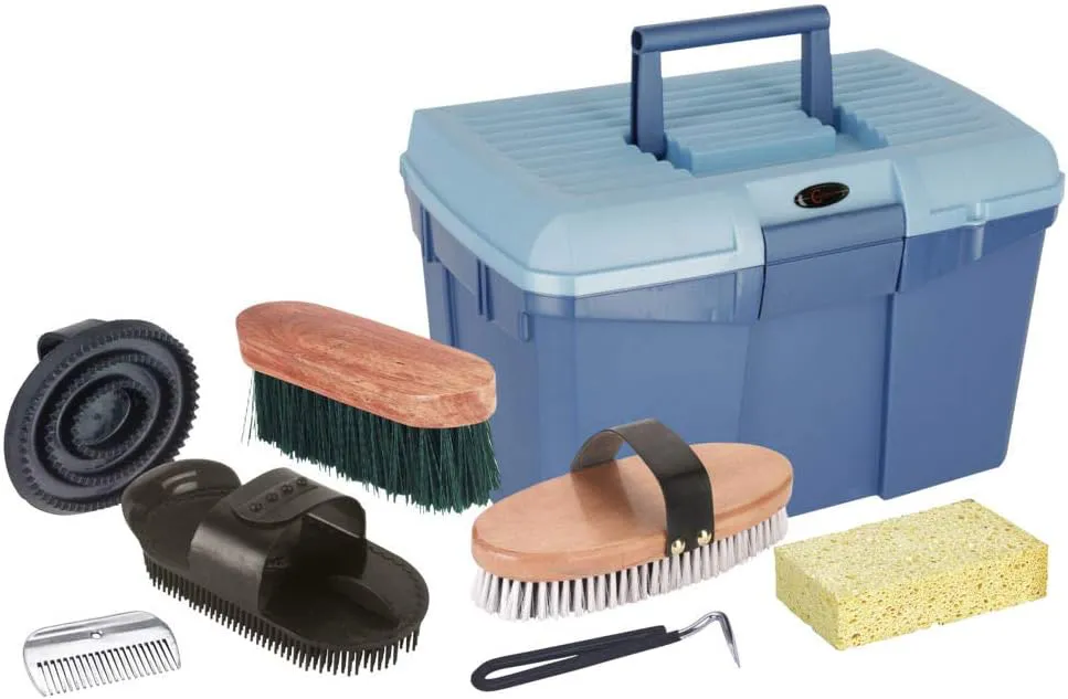 Bild von Kerbl Putzbox blau mit Pflegezubehör für Pferde 321775
