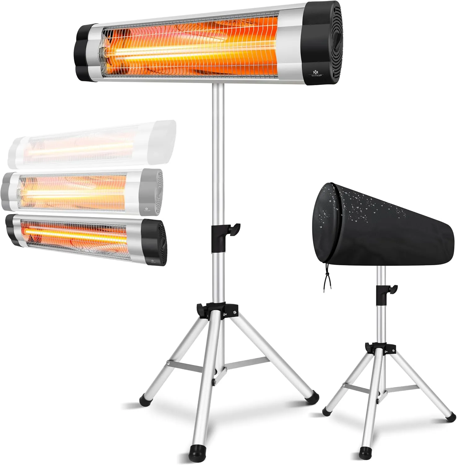 Bild von KESSER Infrarotstrahler mit 2500 Watt und höhenverstellbarem Teleskopstativ, 3-stufiger Temperaturregelung