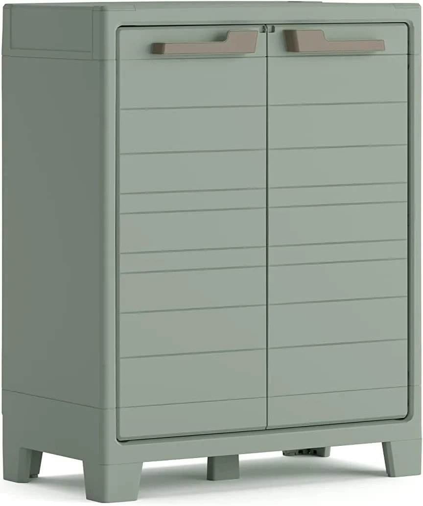 Bild von Keter Planet Kunststoffschrank in jadegrün mit 80 x 44 x 100 cm und zwei höhenverstellbaren Böden, geeignet für drinnen und draußen