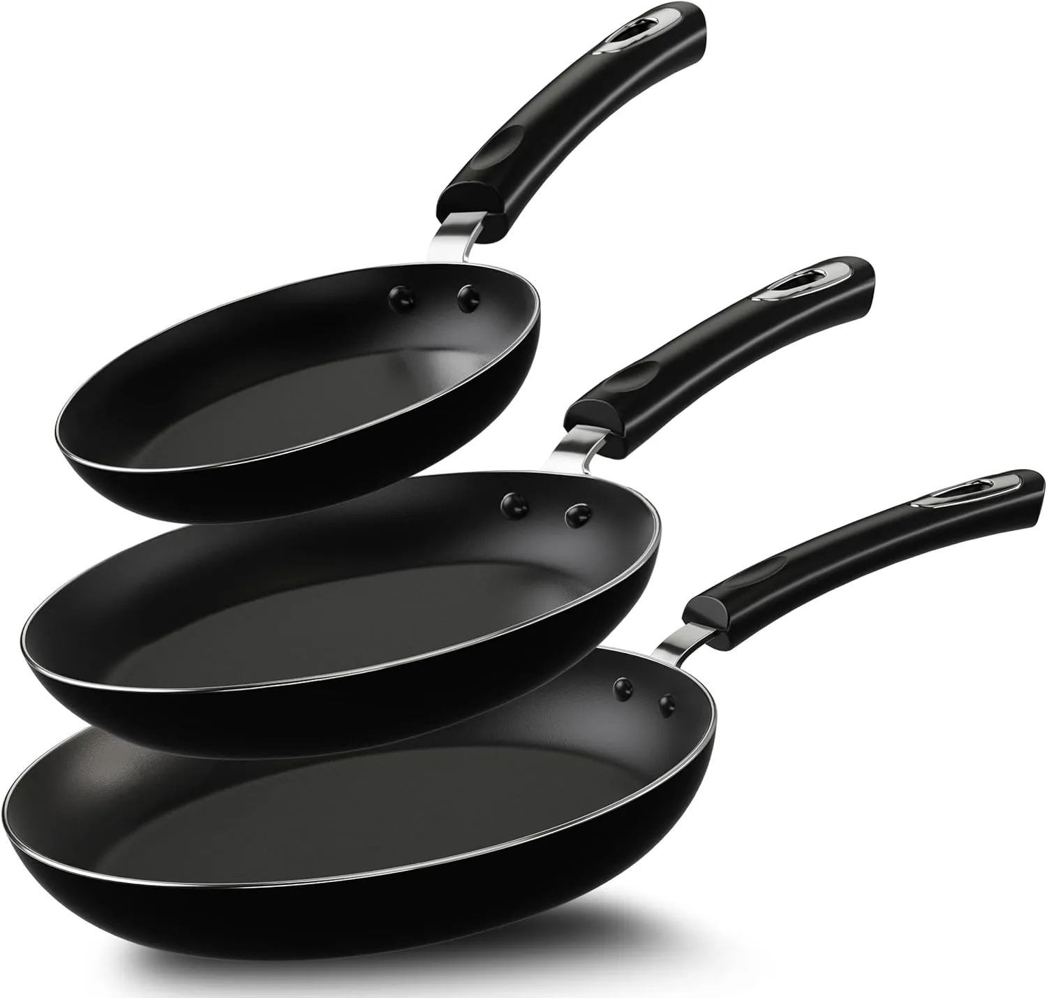 Bild von KICHLY Antihaft-Bratpfannenset mit 3 Pfannen in 20 cm, 24 cm und 28 cm für Induktionskochplatten