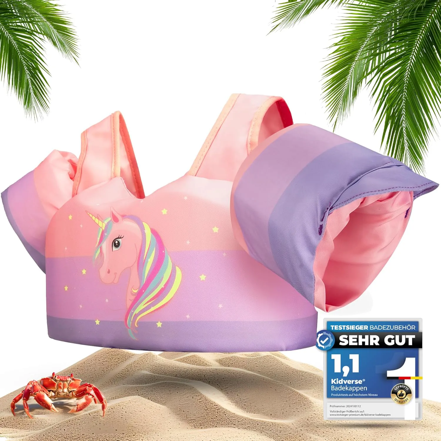 Bild von KIDVERSE Schwimmweste für Kinder von 3 bis 6 Jahren bis 30 kg mit Schwimmflügel für Schwimmtraining