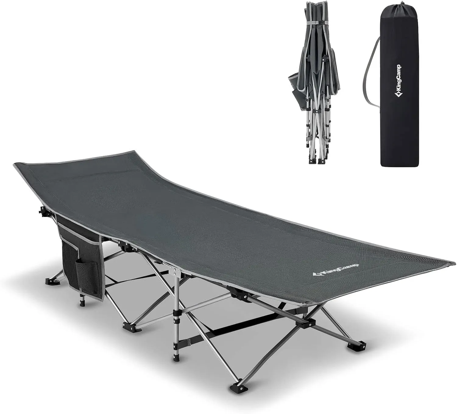 Bild von KingCamp Klappbares Feldbett mit Seitentasche für Outdoor und Indoor, 190 x 67 cm