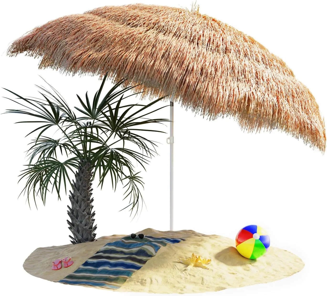 Bild von Kingsleeve Sonnenschirm Hawaii mit einem Durchmesser von 160 cm, neigbar und höhenverstellbar, UV Schutz 30+, in Braun