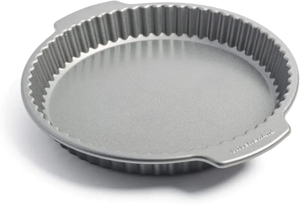 Bild von KitchenAid Quiche-Pfanne aus aluminisiertem Stahl, 28 cm, mit Antihaftbeschichtung, gefrier- und backofenfest bis 230 Grad, spülmaschinenfest, grau