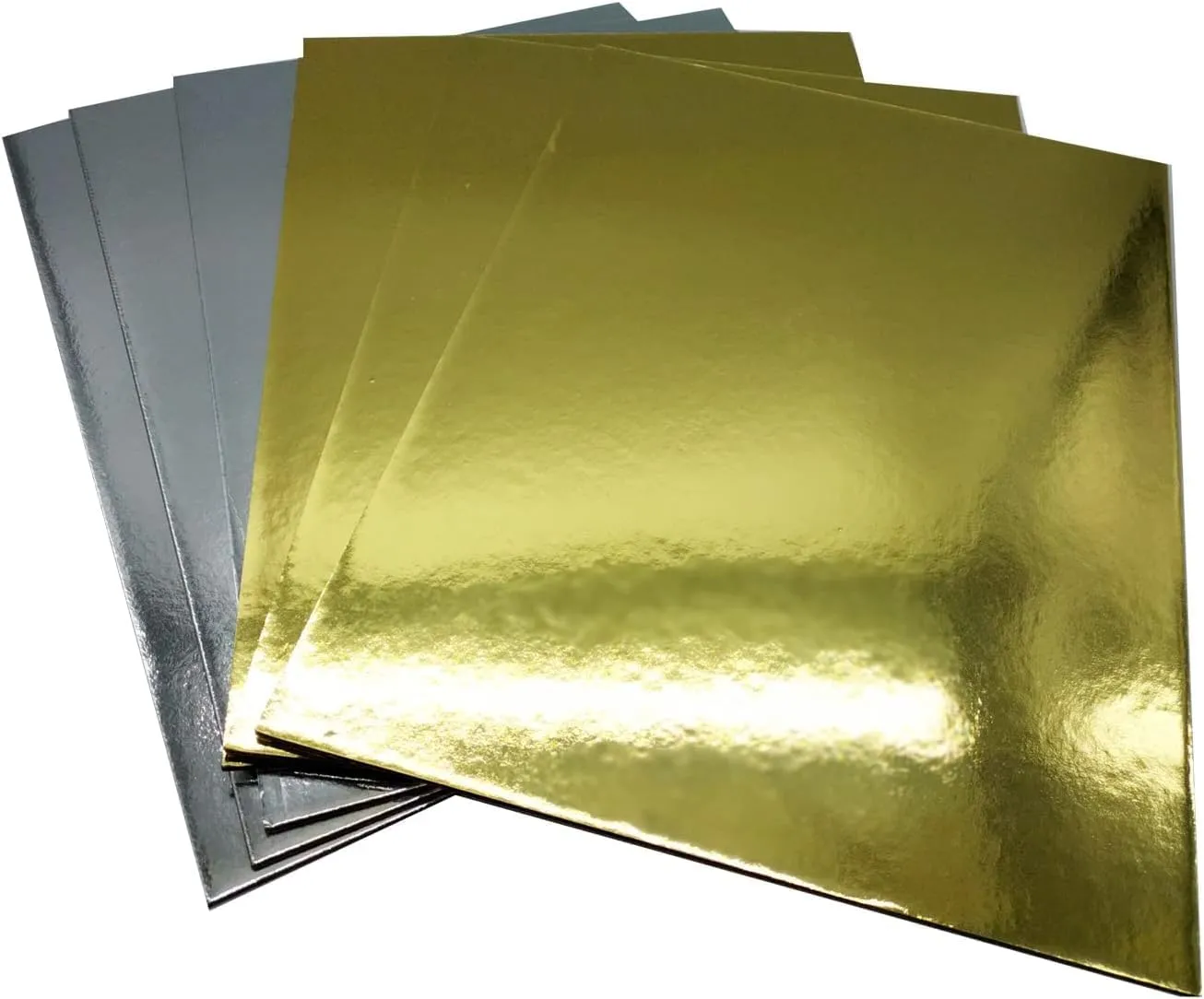 Bild von KITCHENDREAM Kuchenplatte Set mit 3 eckigen Platten in Gold und Silber, 30x40 cm, 3 mm dick, ideal zum Servieren und Transportieren von Kuchen und Torten