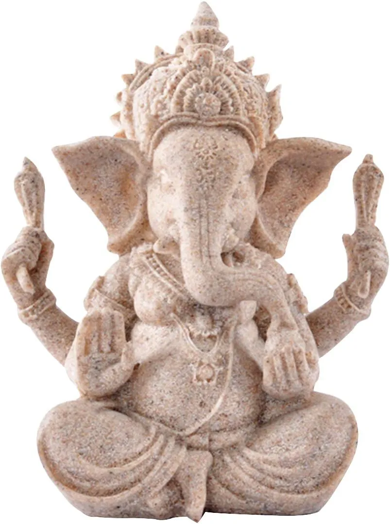 Bild von Kitchnexus Ganesha Buddha Statue aus Sandstein als kleine Elefantenskulptur für Dekoration und Geschenk