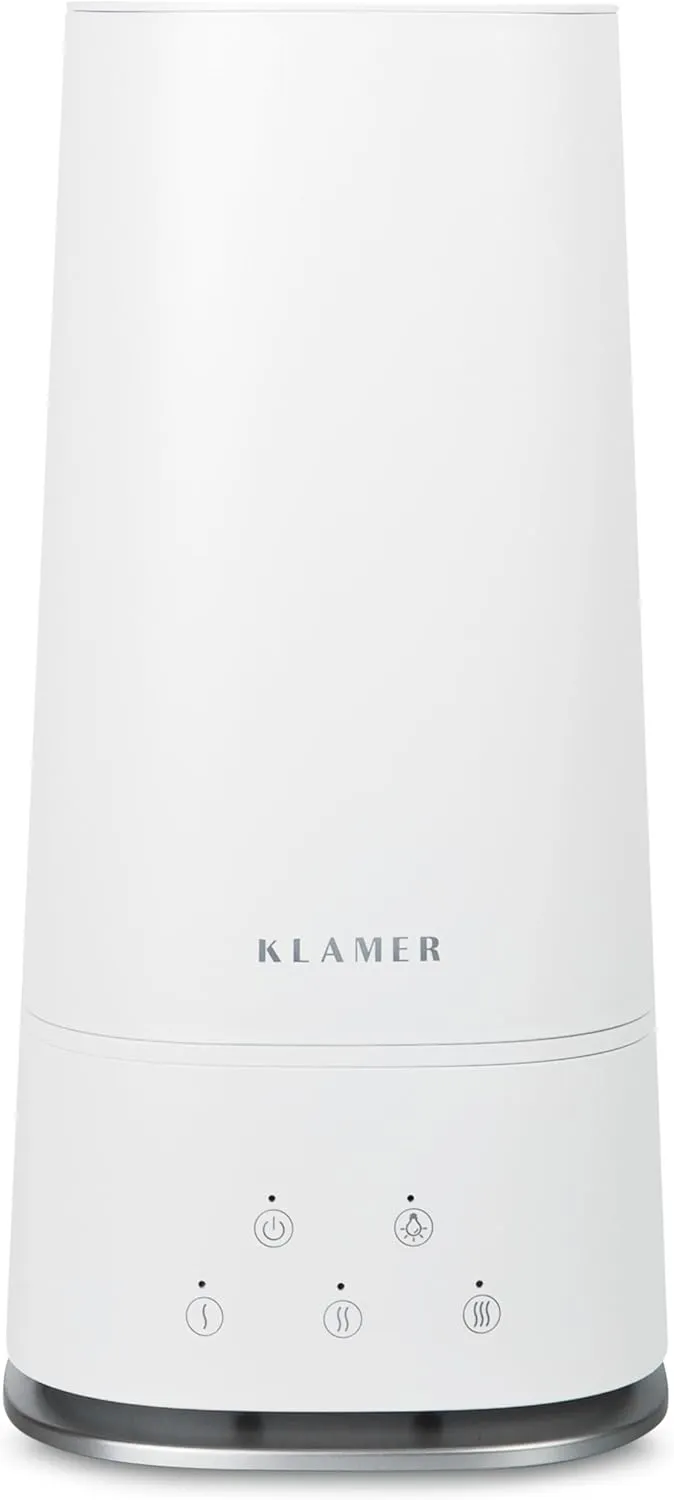 Bild von KLAMER Luftbefeuchter mit 4 Litern, leise mit 30 dB, 40 Stunden Laufzeit und 300 ml/h, geeignet für Räume bis 45 m²