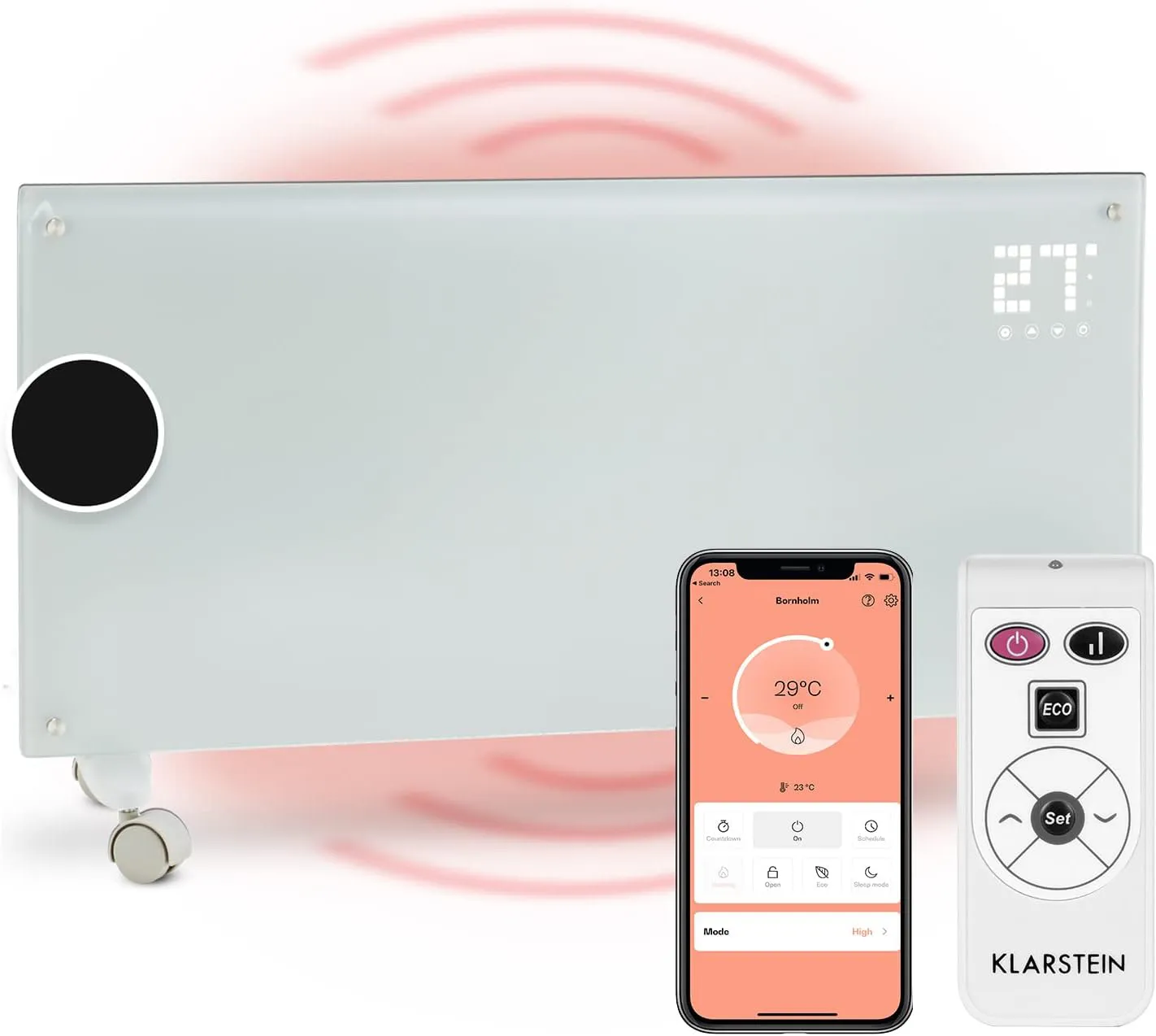 Bild von Klarstein Elektroheizung mit 2000 Watt, mobile Konvektorheizung mit Thermostat und App-Steuerung