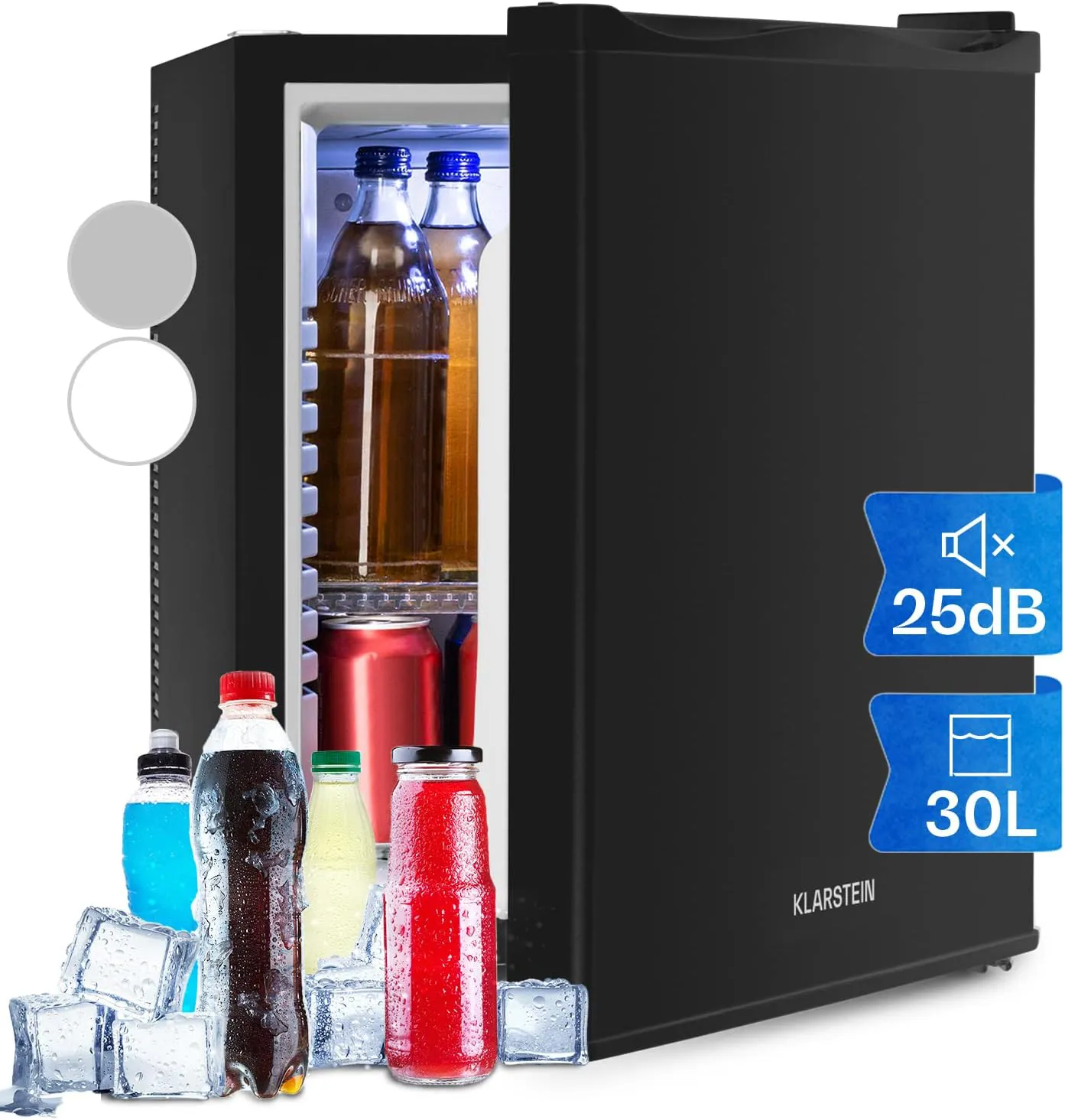 Bild von Klarstein Mini Kühlschrank 30L für Getränke und Kosmetik, leise und mit verstellbaren Ablagen, ideal für Skincare bei 5-15 Grad